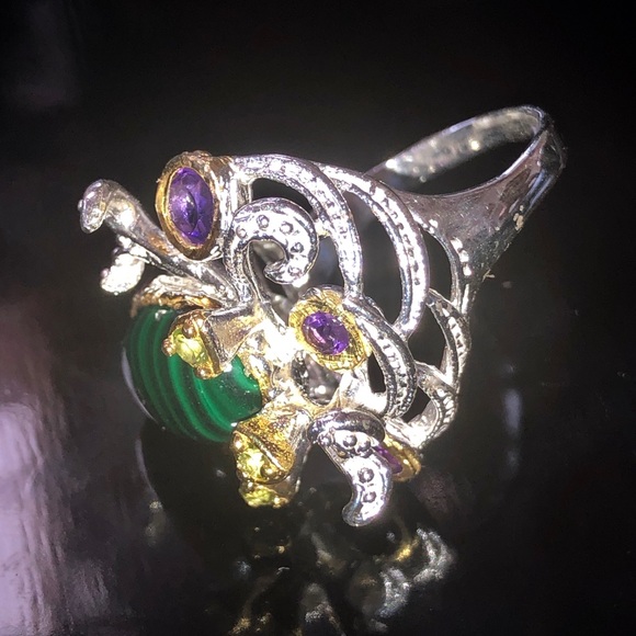 Amazing Genuine Malachite Sterling Silver Ring
